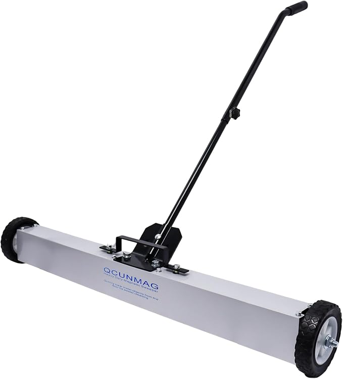 Rolling Magnetic Sweeper with Wheels, 55 Lbs 36-inch Large Magnet Pickup Lawn by Qcunmag