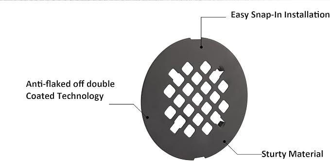 Artiwell 4-1/4” OD Snap-in Shower Drain Cover, Round Shower Drain Strainer Grid - Image 3