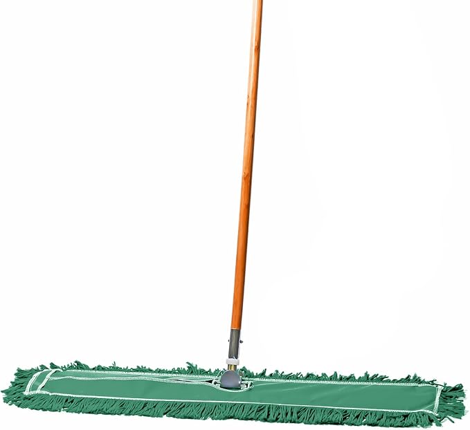 36 Inch Green Commercial Dust Mop & Floor Sweeper – Wood Handle Floor Mop by TidyTools
