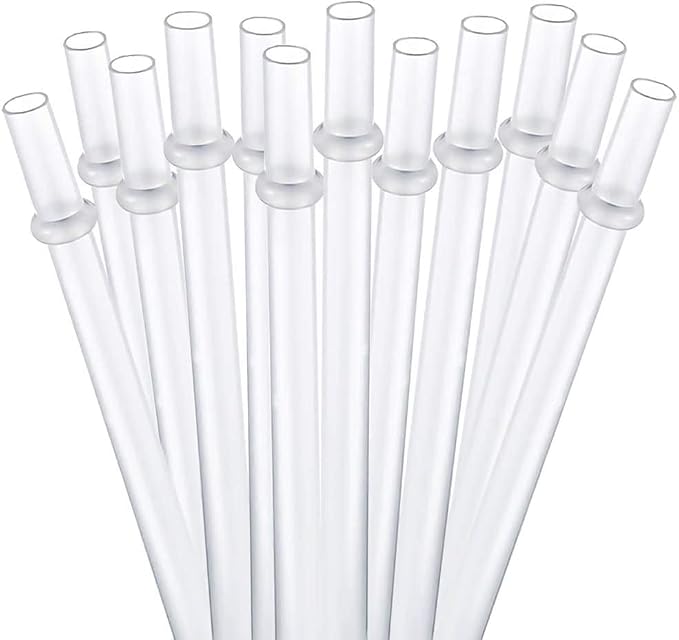 DAKOUFISH 14 inch Long Reusable Clear Plastic Replacement Drinking Straws by Dakoufish