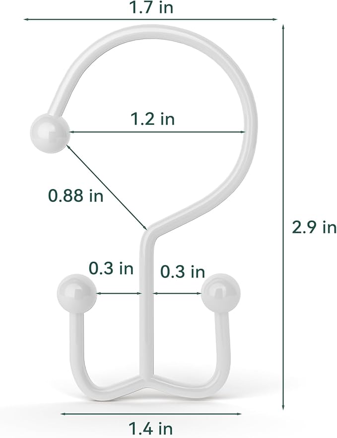Goowin Shower Curtain Hooks, Durable Shower Curtain Rings Rust Proof, Double - Image 4