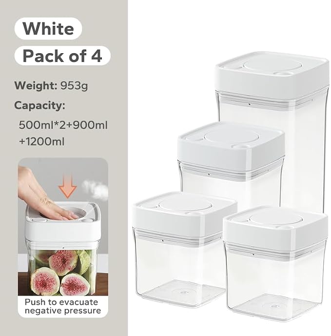 Manual Vacuum Jar With One-Button Vacuum Pump, Airtight Food Cereal Containers - Image 8