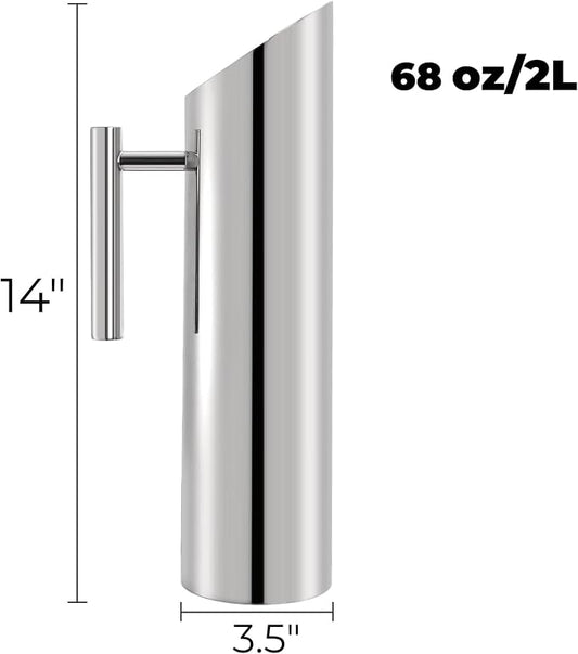Hiceeden Stainless Steel Water Pitcher, 68oz/2L Modern Metal Pitcher - Image 2