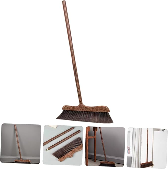 Wooden Outdoor Broom with Soft Bristles Long Handle Garden Scrub Broom - Image 2