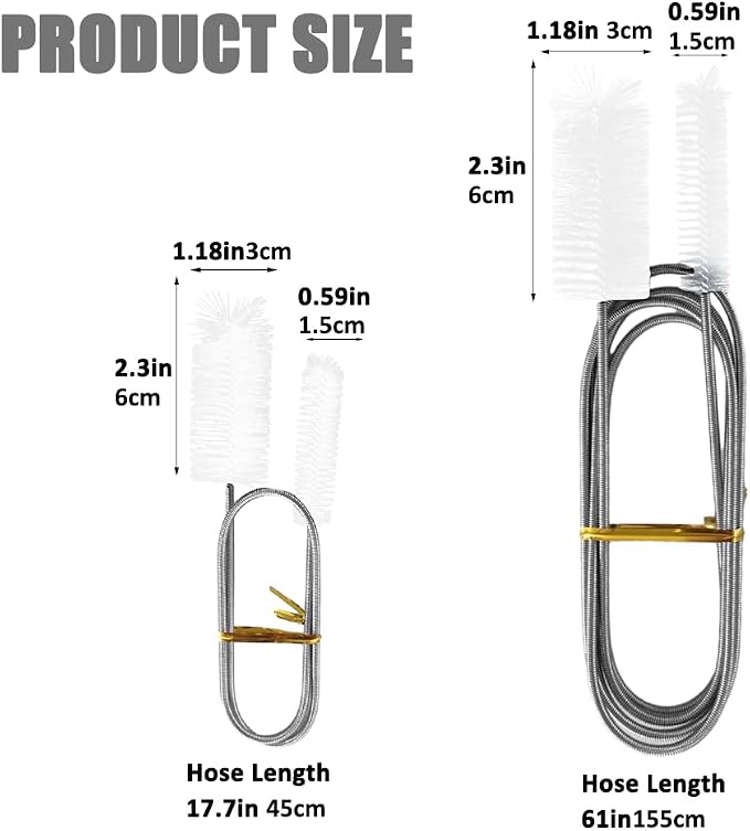 Flexible Long Drain Brush Set, Stainless Steel Tube Cleaning Brushes - Image 2