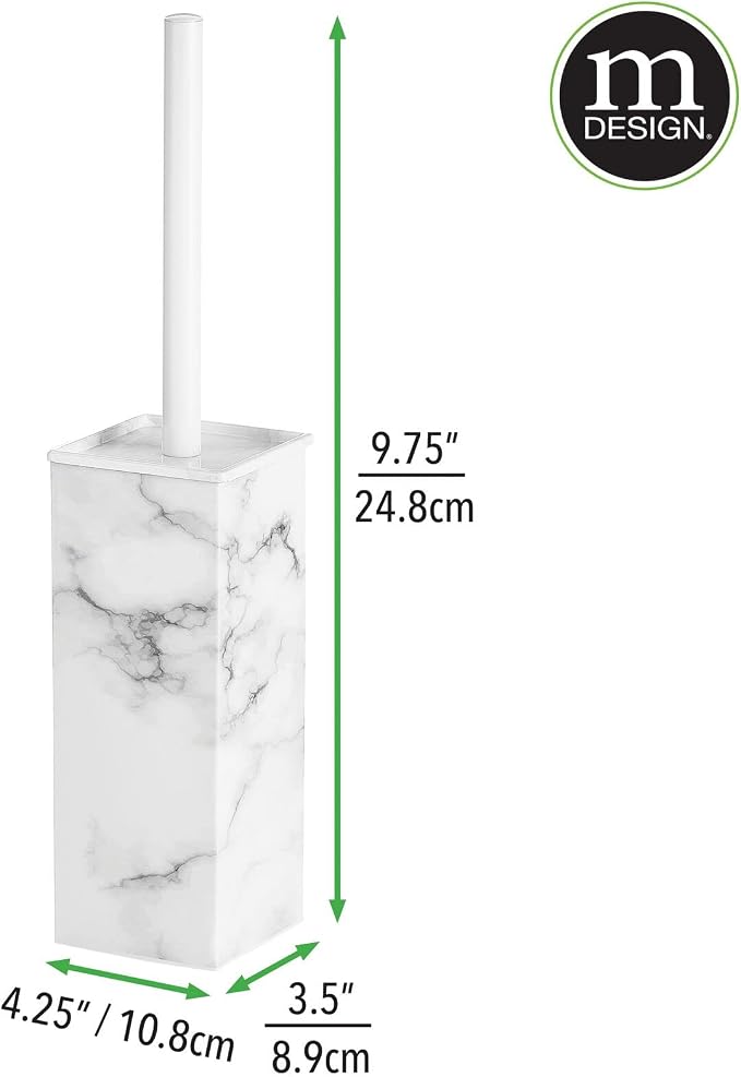 mDesign Steel Square Modern Toilet Bowl Brush and Holder - Image 3