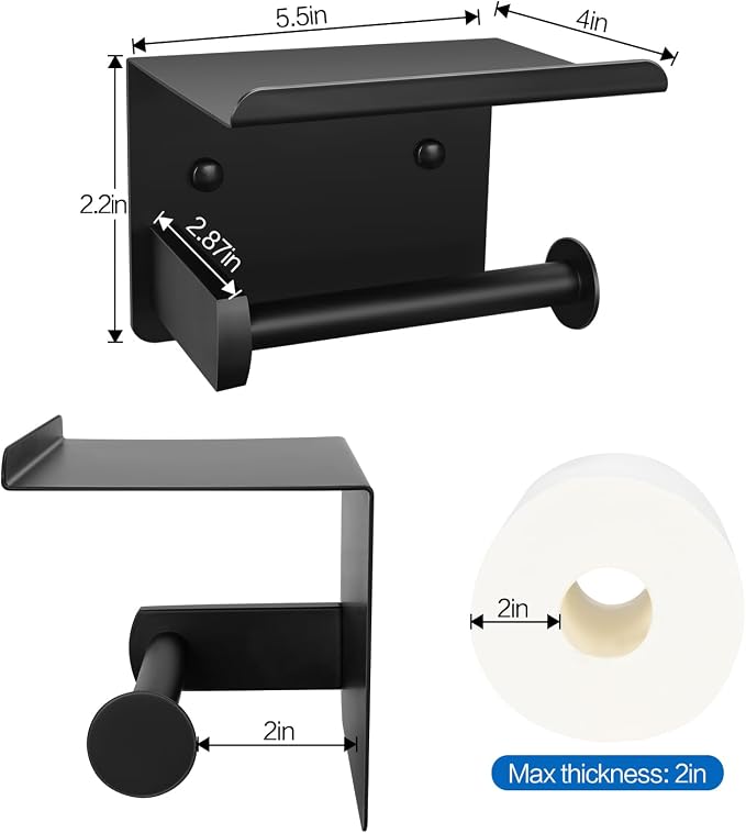 1pcs Matte Black Toilet Paper Holder - Image 6