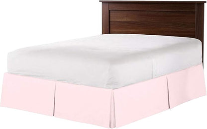 Bed Skirt - 100% Cotton 800 Thread Count Box Pleated Bed Skirt - Luxury Pleated Dust Ruffle, Hotel Quality Modern Bed Skirt, Easy Fit with 12 Inch Tailored Drop, Twin XL, Pink
