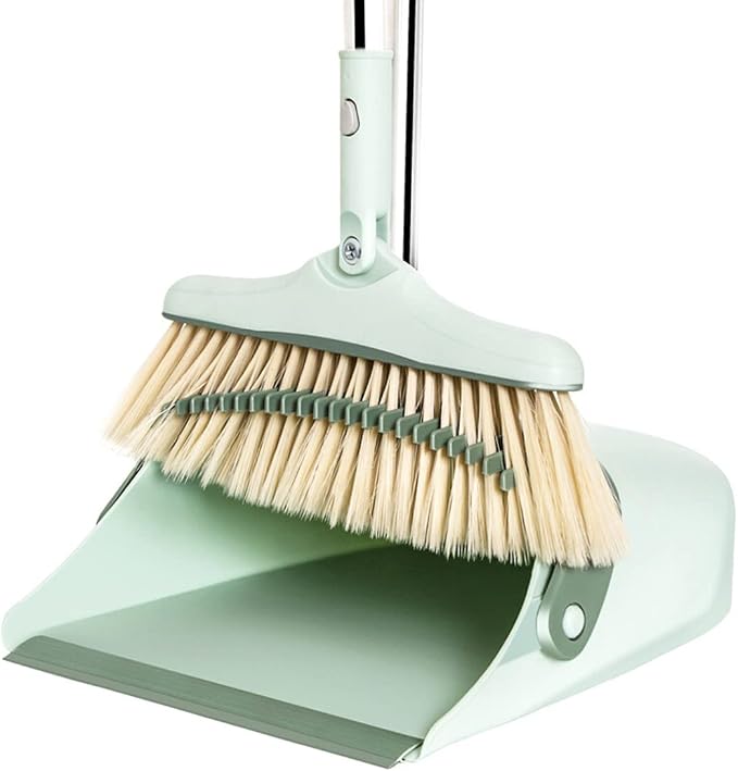 Broom and Dustpan Set for Home, Long Handle Dust Pan and Broom Combo for Indoor by CYANLUX