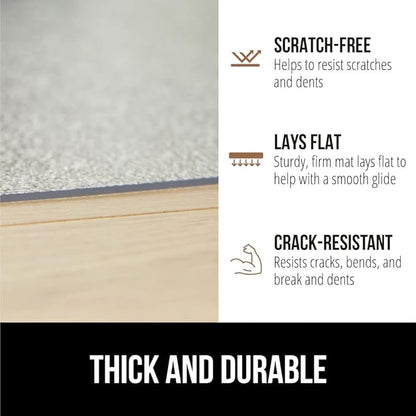 GORILLA GRIP Slip Resistant Office Chair Mat for Hardwood Floors, 36x48 Lip Smooth Glide Under Desk Hard Wood Floor Protector, Stay in Place Plastic Computer Mats for Rolling Office Chairs, Clear