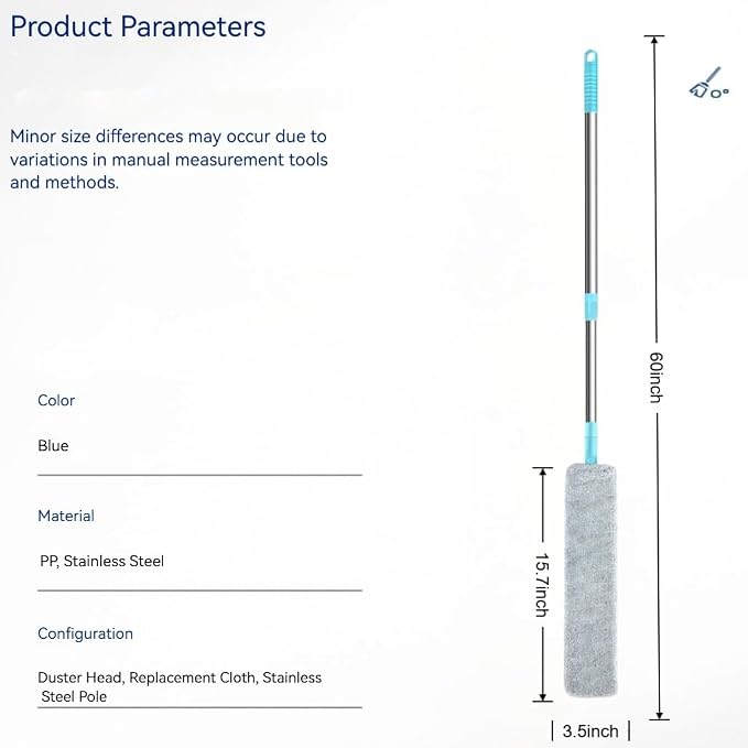 Retractable Gap Duster with 60" Extension Pole, Flexible Microfiber Brush - Image 4