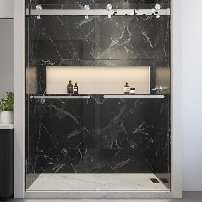 Twinglide VITRA-200 Frameless Shower Door 56.5-59" Width x 78" Height by EurotechShowers