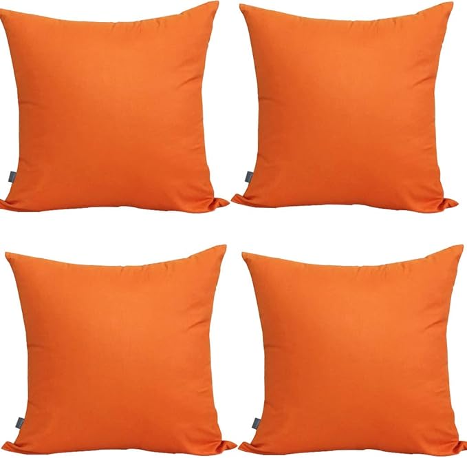 Thmyo 4-Pack 100% Cotton Comfortable Solid Decorative Throw Pillow Case Square Cushion Cover Pillowcase Sublimation Blank Pillow Covers Thanksgiving DIY Throw Pillowcase for Sofa(24x24inch/60x60cm)