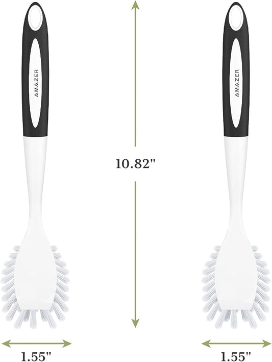 Amazer Dish Brush with Handle, 2 Pack Kitchen Scrub Brushes - Image 2