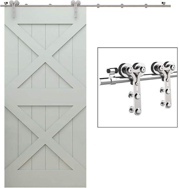 TSMST 7.5FT Sliding Barn Door Hardware Kit, Stainless Steel Heavy Duty Sturdy by TSMST