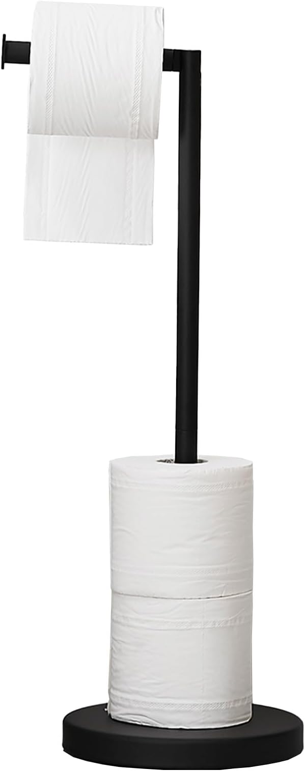 BWE Matte Black Toilet Paper Holder Stand Modern Tissue Roll Holder Storage by BWE