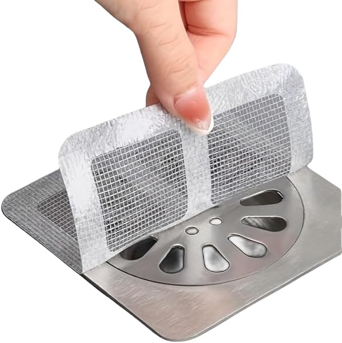 30 PC Disposable Shower Drain Hair Catcher Stickers 4"x4" Strong Adhesive Mesh - Image 2