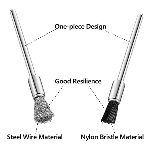 20 Pcs Nylon Bristle Brushes and Steel Cleaning End Brushes Pen, 1/8″ Wire Brush - Image 3