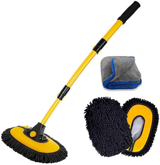 Car Wash Brush with Long Handle, Microfiber Towels Car Wash Kit Cleaning by BMLEI