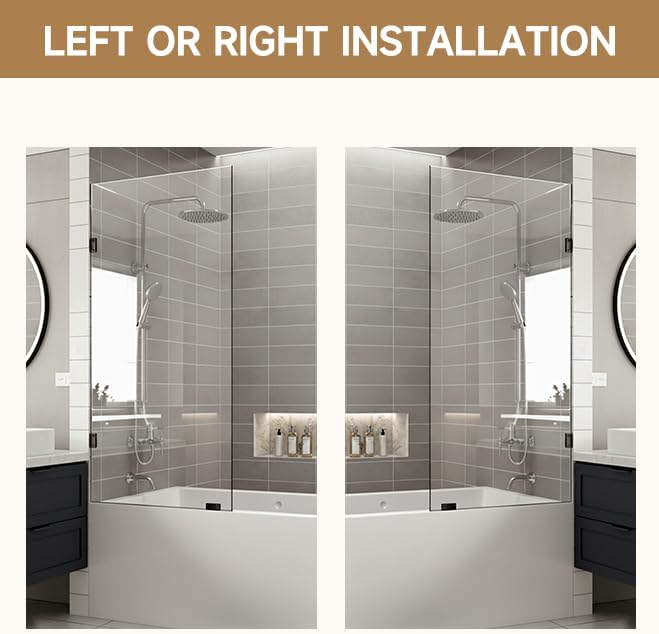 Frameless Shower Door ，1/4" Clear Tempered Glass Shower Screen - Image 2