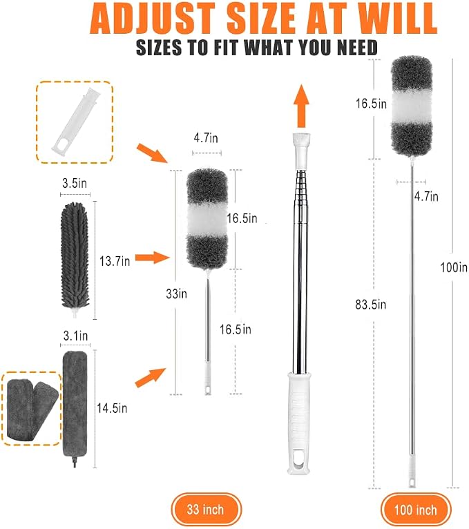 Microfiber Feather Duster, Washable & Reusable Cleaning Kit - Image 2