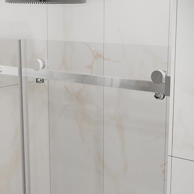 Frameless Sliding Bathtub Door 60" W x 58" H, 1/4" Clear Tempered Glass - Image 9