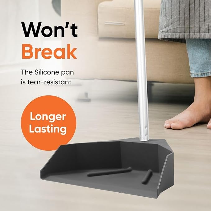 Silicone Dust Pan with Handle Lobby Dustpan with Long Handle Stand Up Dustpan - Image 7