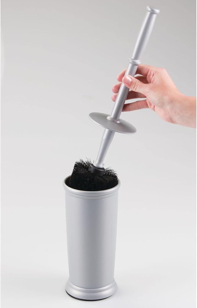 mDesign Compact Freestanding Plastic Toilet Bowl Brush and Holder - Image 5