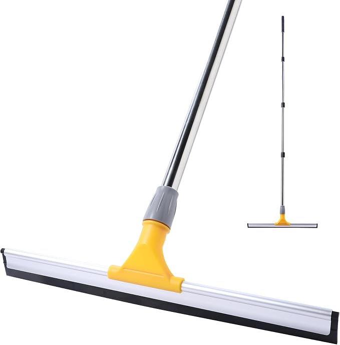 Yocada 17.7" Floor Squeegee Rubber TPR Blade Scrubber Broom 61.8inch Pole by Yocada