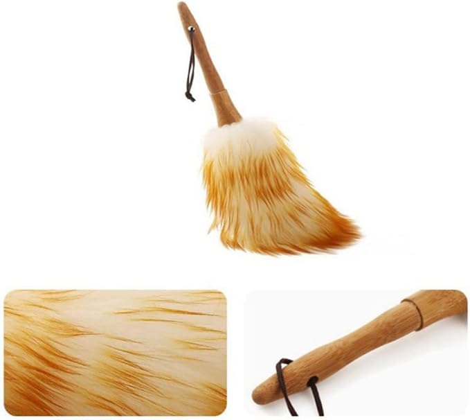 2 Pack Lambswool Duster with Solid Wooden Handle-12''Long Natural Feather - Image 3