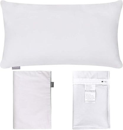 Thmyo 4-Pack 100% Cotton Lumbar Comfortable Solid Decorative Throw Pillow Case Rectangle Cushion Cover DIY Throw Pillowcase for Sofa Bed(Only Covers,Not Pillow Shams)(12x20inch/30x50cm,White)
