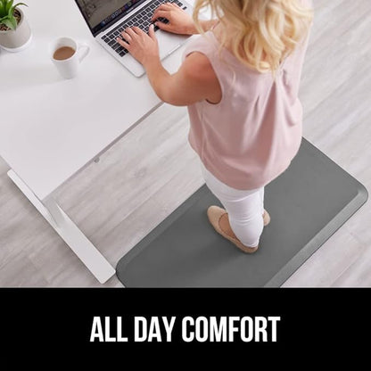 GORILLA GRIP Comfortable Cushioned Kitchen Mats for Floor, Waterproof and Stain Resistant Soft Top, 3/4 Inch Thick Ergonomic Standing Desk Anti Fatigue Mat, Foam Supports Ankles and Feet, 20x32, Grey