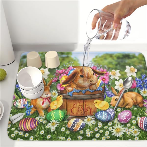 Easter Bunnies Eggs Dish Drying Mat - Image 6