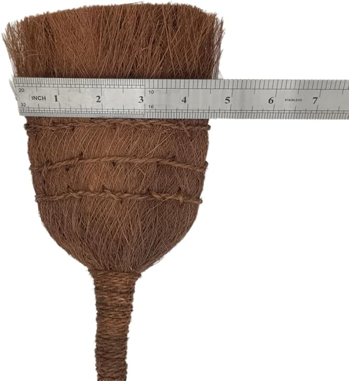 Palm Fiber Handheld Small Broom, Natural Bristle, Handmade Mini Fireplace Broom - Image 3