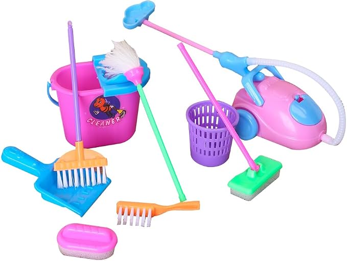 E-TING Miniature Mop Dust Pan, Plastic Bucket Doll Housework Cleaning Supplies by E-TING