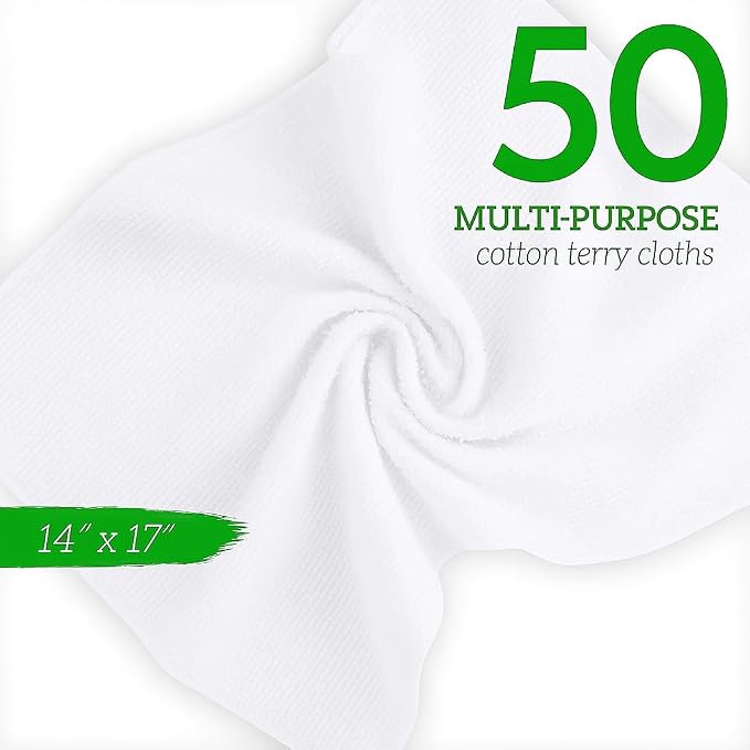 GREEN LIFESTYLE 50-Pack Cotton Wash Cloths – 14"x17" Absorbent Cleaning Rags - Image 7
