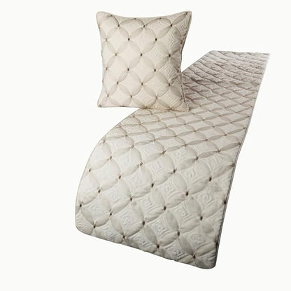 The HomeCentric King Queen Twin Ivory Bed Runner Without Pillow Cover, CA King Size 86"x18" Bed Runner Without Pillow Cover, Linen Quilted & Embroidery, Modern Contemporary - Tender Love