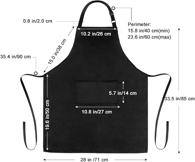 Jubatus 1 Pack Bib Aprons with 2 Pockets Cooking Chef Kitchen Apron - Image 7