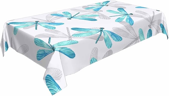 Dragonfly Tablecloths for Rectangle Tables Blue Watercolor Beautiful Dragonfly - Image 2