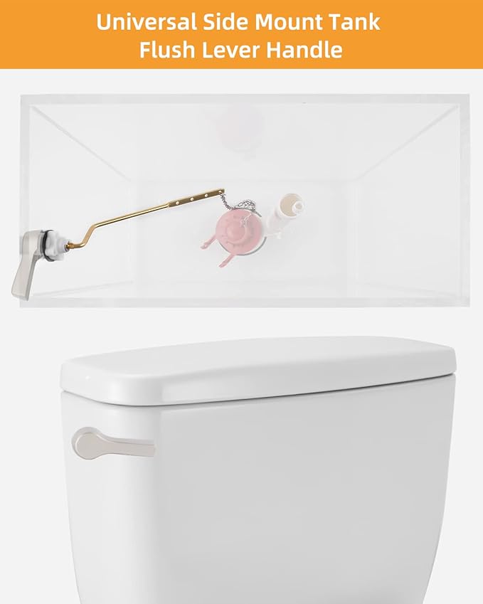 Hibbent Universal Metal Side Mount Toilet Handle Replacement Kit, Brass Toilet - Image 4