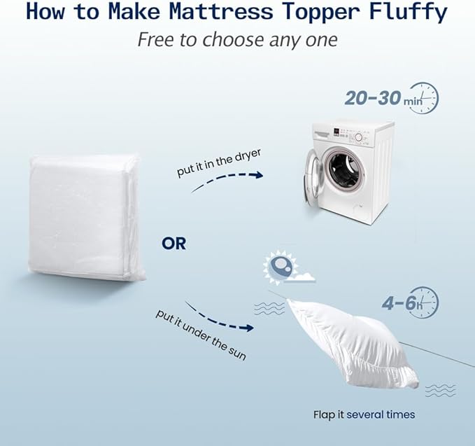 SOPAT Mattress Topper King Size Extra Thick Mattress Pad 8-21" Deep Pocket Soft Down Alternative Fill Mattress Protector Pillow Top Mattress Cover (78x80 Inches, White)
