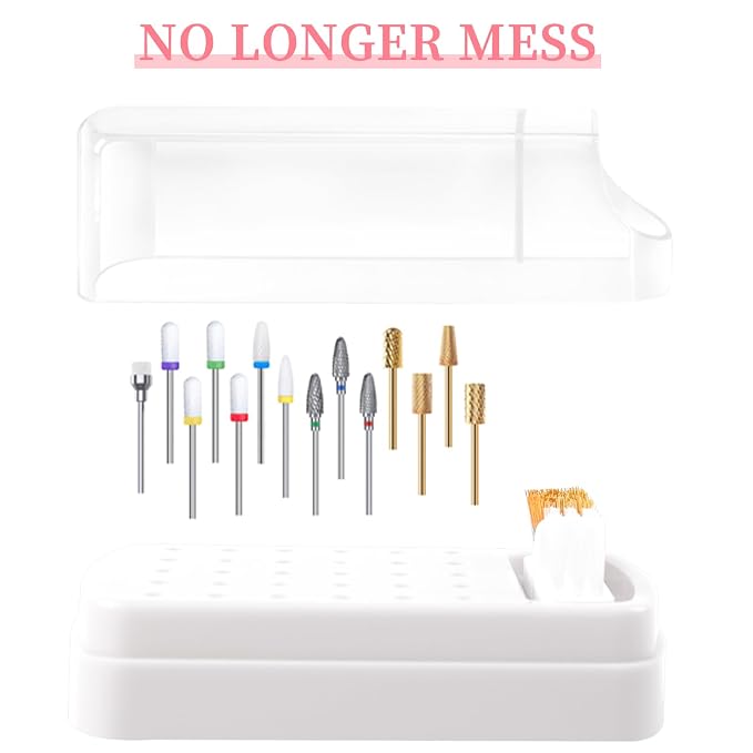 2 in 1 Nail Drill Bits Holder & Cleaner, 30 Holes, Dustproof Storage Box - Image 4