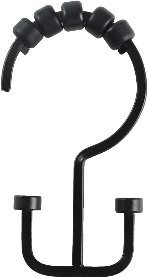 Utopia Alley HK1BK Deco Flat Double Roller Shower Curtain Hooks; Black - Image 2