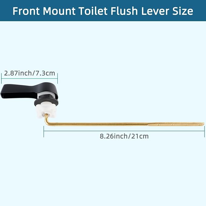 Black Metal Toilet Handle Lever Flush Replacement, Universal Front Mount Toilet - Image 3