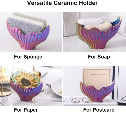 Sponge Holder for Kitchen Sink, Ceramic Dish Sponge Holder - Image 8