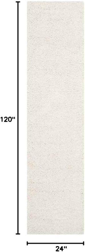 SAFAVIEH Milan Shag Collection Runner Rug - 2' x 10', Ivory, Solid Design, Non-Shedding & Easy Care, 2-inch Thick Ideal for High Traffic Areas in Living Room, Bedroom (SG180-1212)
