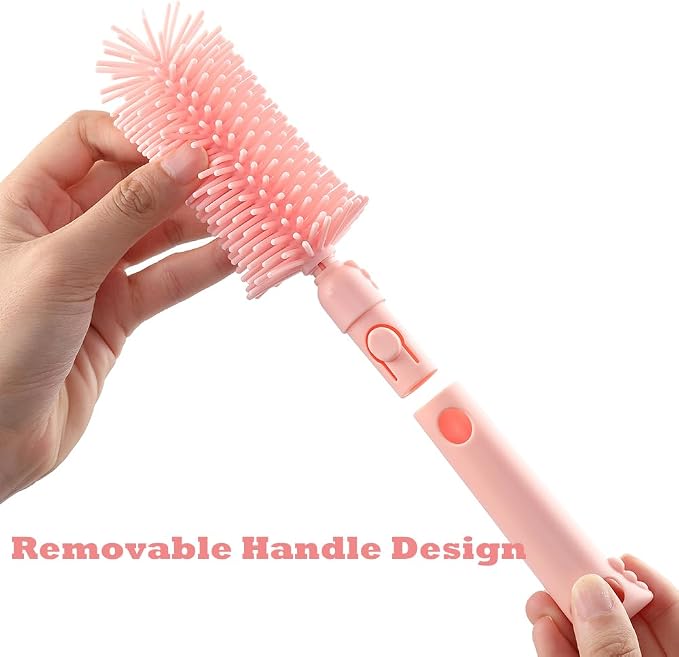 6 In1 Baby Bottle Brush Kit, Portable Silicone Bottle Brush Cleaner Set - Image 6