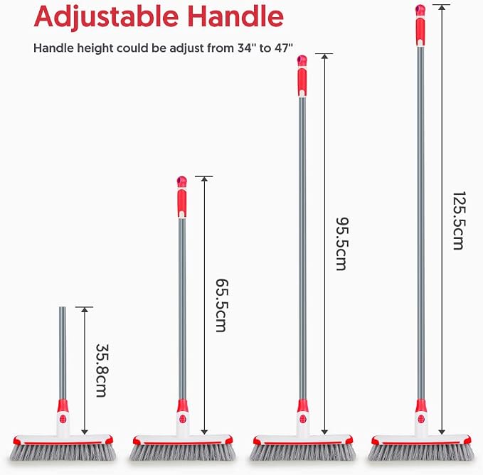 Floor Scrubber with Long Handle, 2 in 1 Scrubbing Brush Stiff Bristle Shower - Image 3