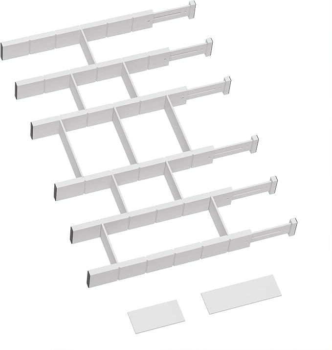 6 Pack Bamboo Drawer Dividers by GZOOGHOME