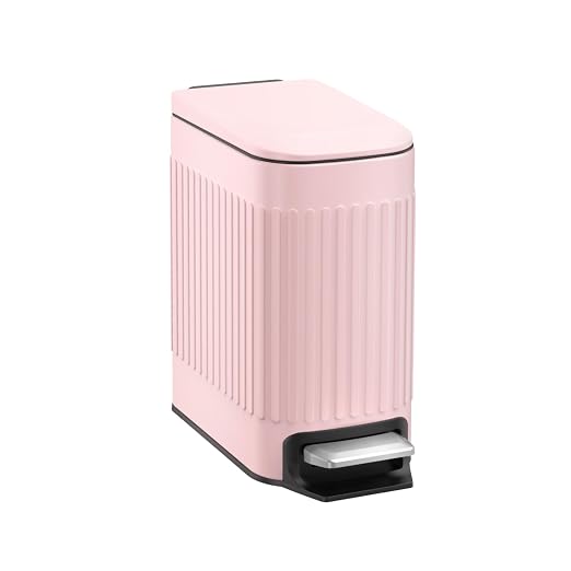 TrashAid Pink Bathroom Trash Can, 1.6 Gallon Stainless Steel Small Garbage Can by TrashAid